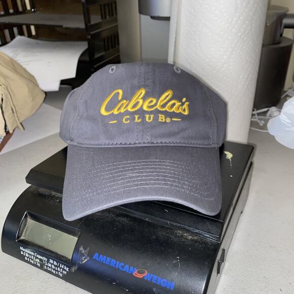 NEW Cabela's Club Embroidered Baseball Cap Hat One Size Strap Back Gray Canvas - Picture 1 of 3